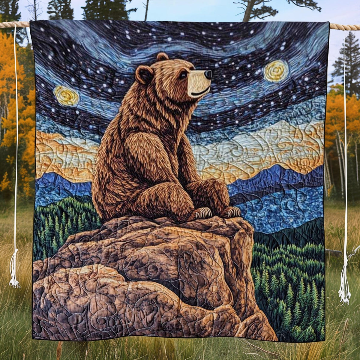 Bear Bliss Quilted Blanket printed blanket