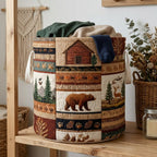 Bear Cabin Quilted Laundry Hamper printed laundry hamper