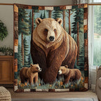 Bear Family Quilted Blanket printed blanket