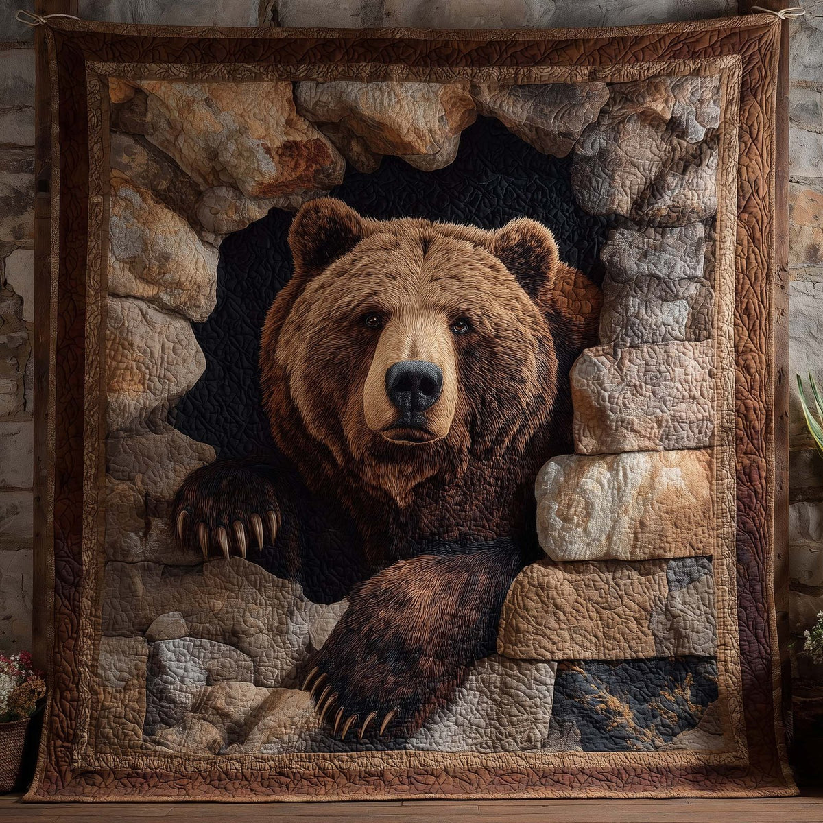 Bear Trail Quilted Blanket printed blanket