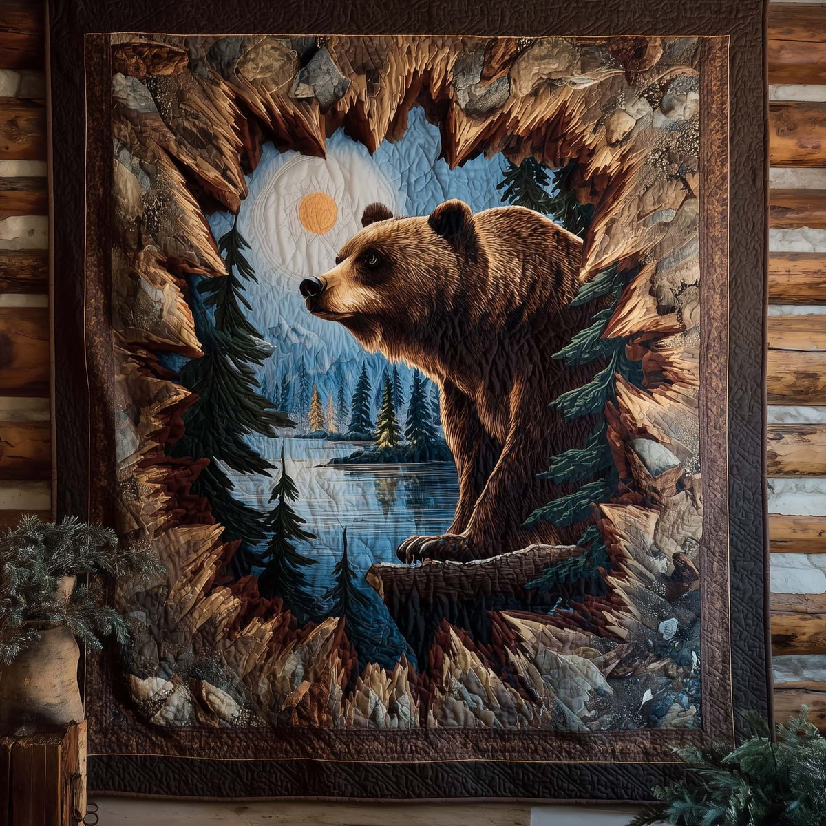 Bear Trail Quilted Blanket printed blanket