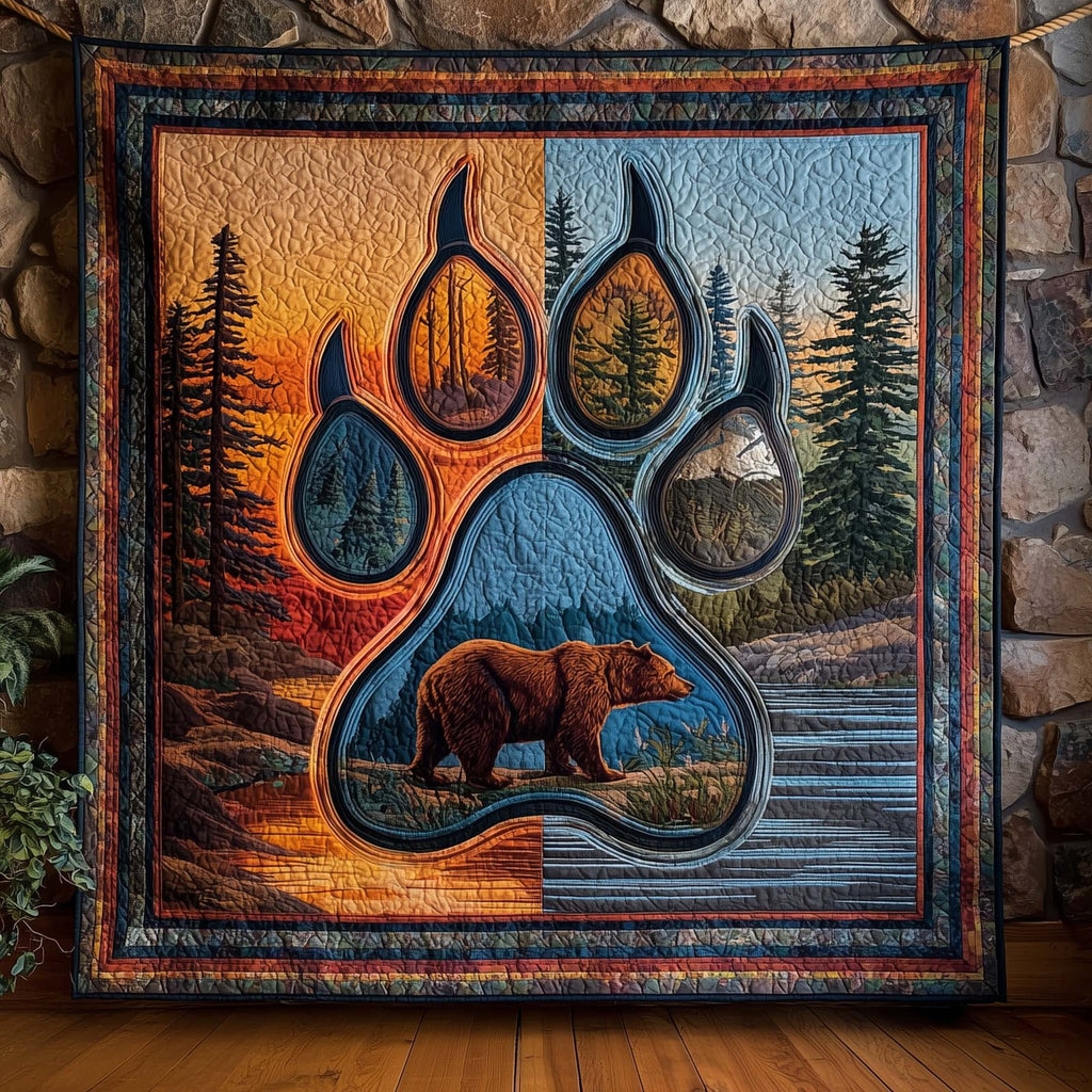 Bear Trail Quilted Blanket printed blanket