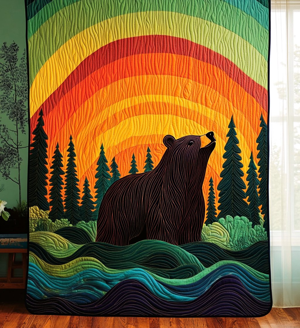 Bear Trail Quilted Blanket printed blanket