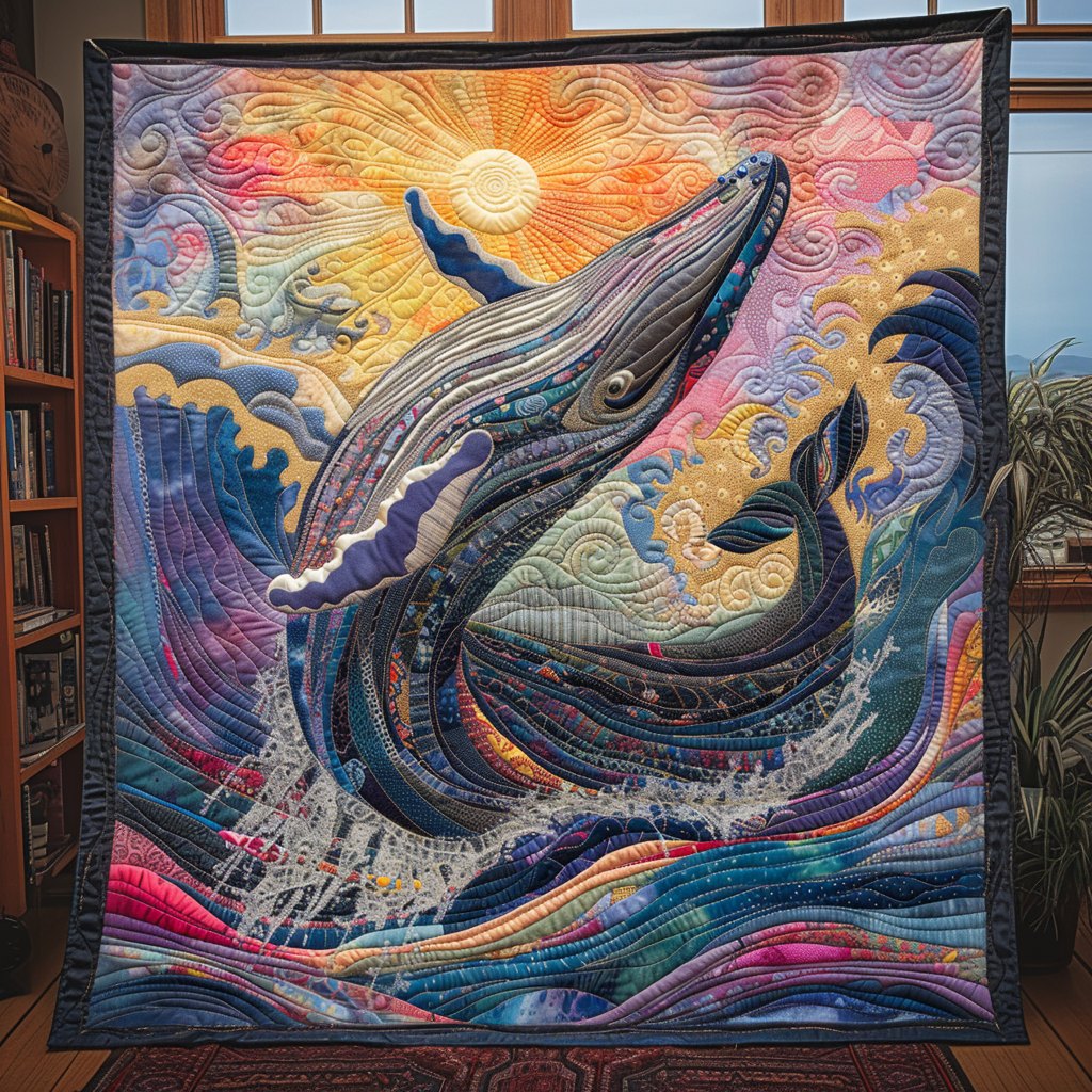 Beautiful Whale Dance Quilted Blanket printed blanket
