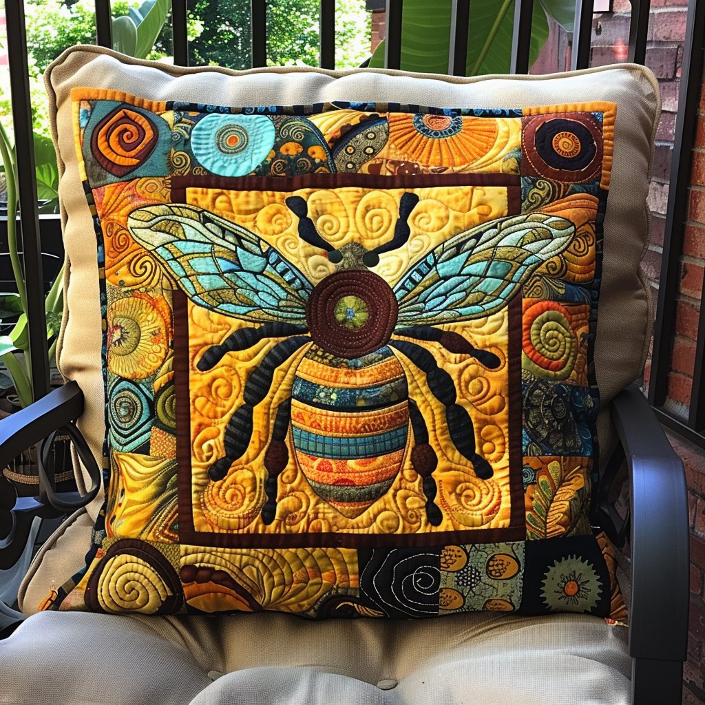 Bee Bliss Quilted Cushion Cover printed cushion cover