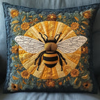 Bee Blooming Quilted Cushion Cover printed cushion cover