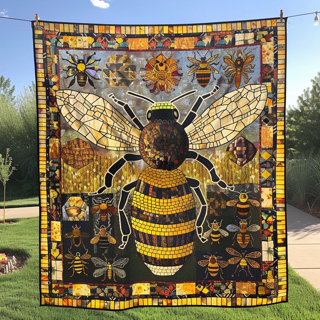 Bee Breeze Quilted Blanket printed blanket