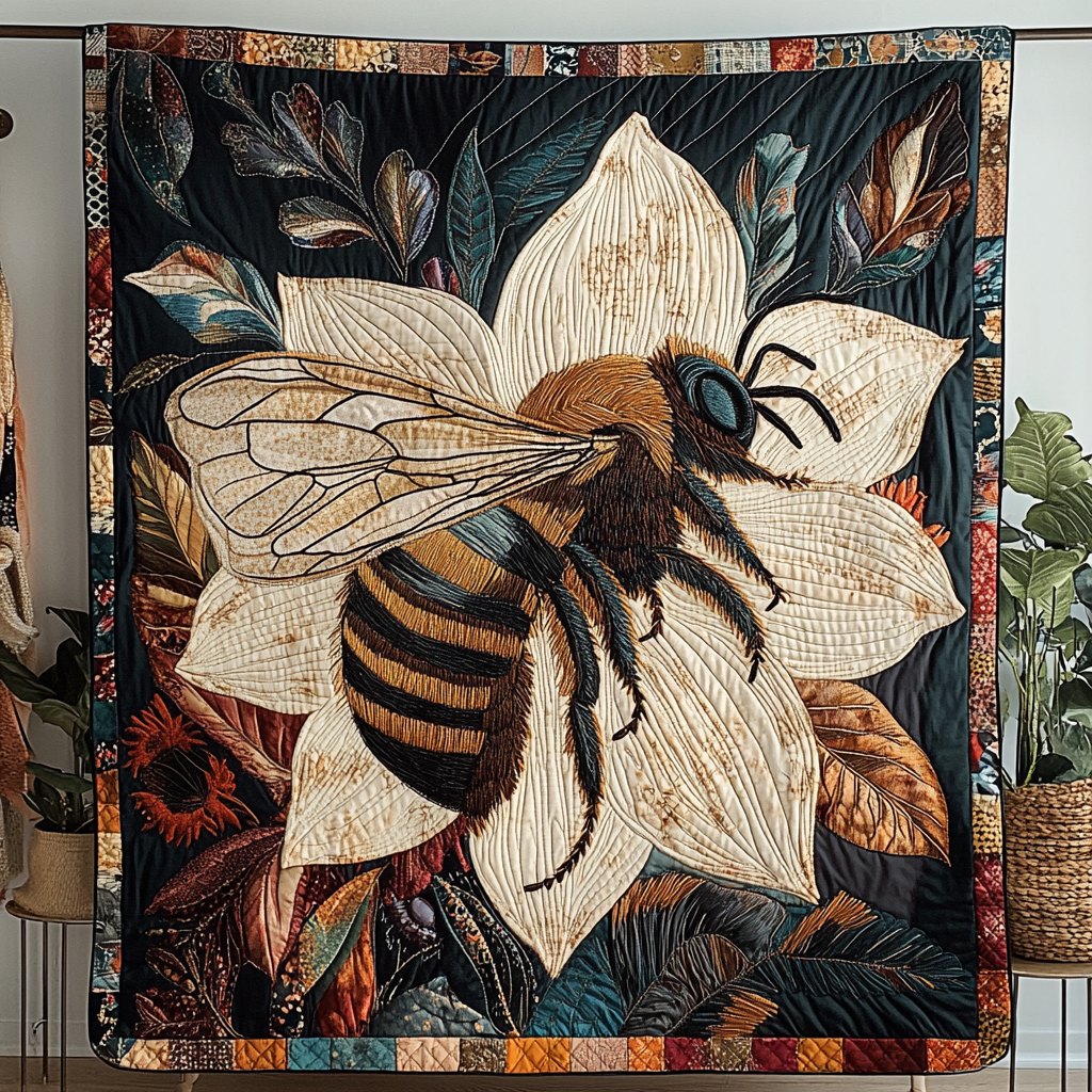 Bee Dream Quilted Blanket printed blanket