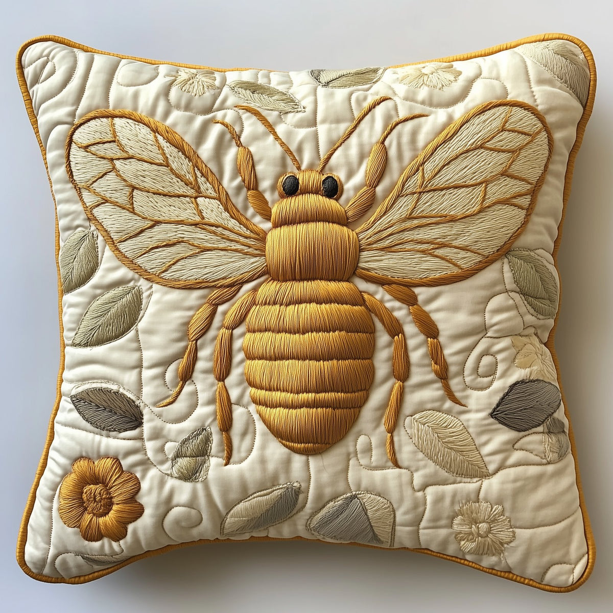 Bee Elegance Quilted Cushion Cover printed cushion cover
