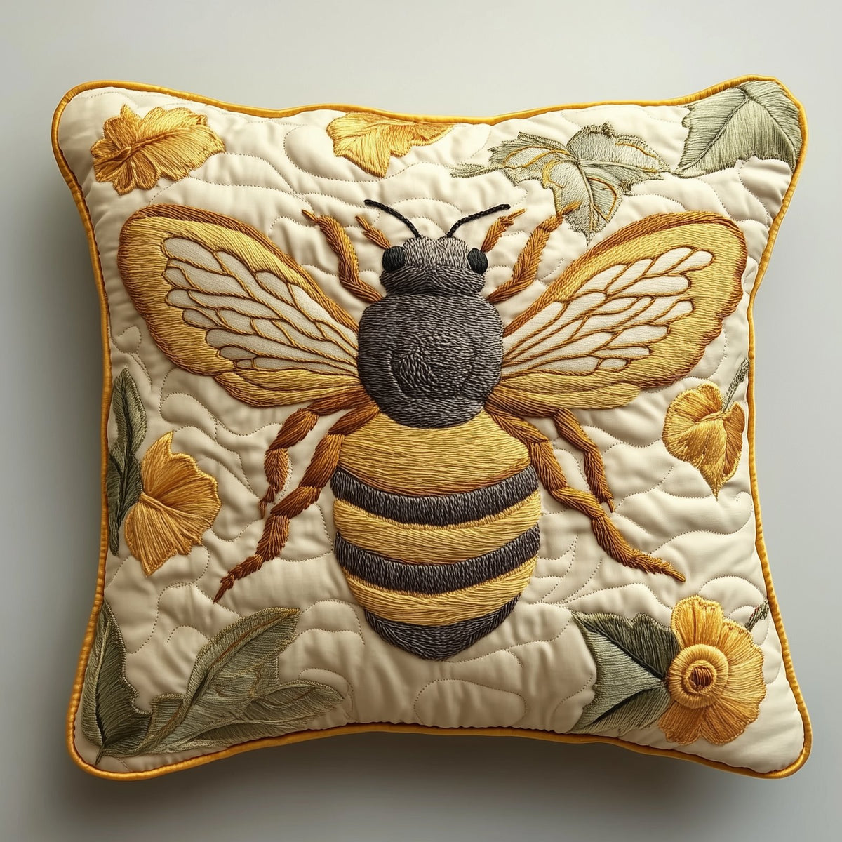 Bee Elegance Quilted Cushion Cover printed cushion cover