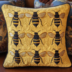 Bee Happy Quilted Cushion Cover printed cushion cover