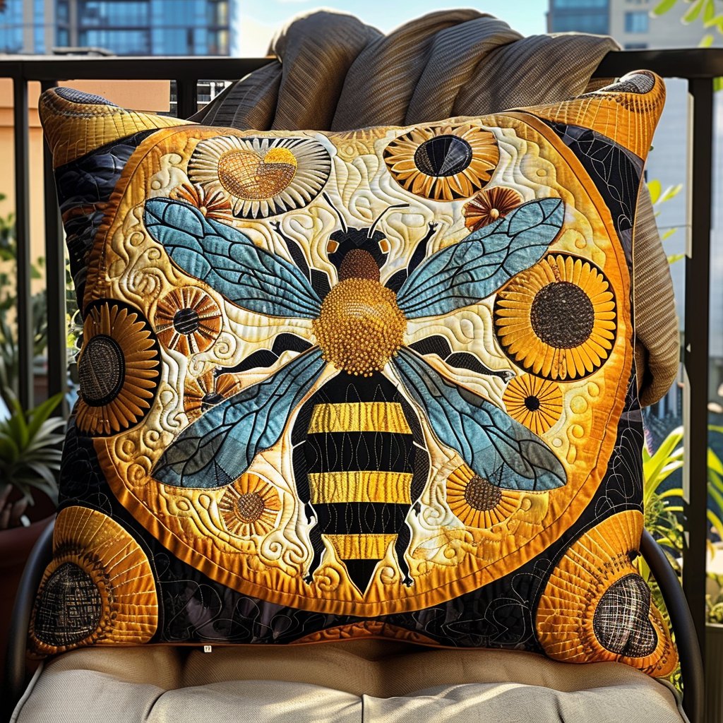 Bee Majesty Quilted Cushion Cover printed cushion cover