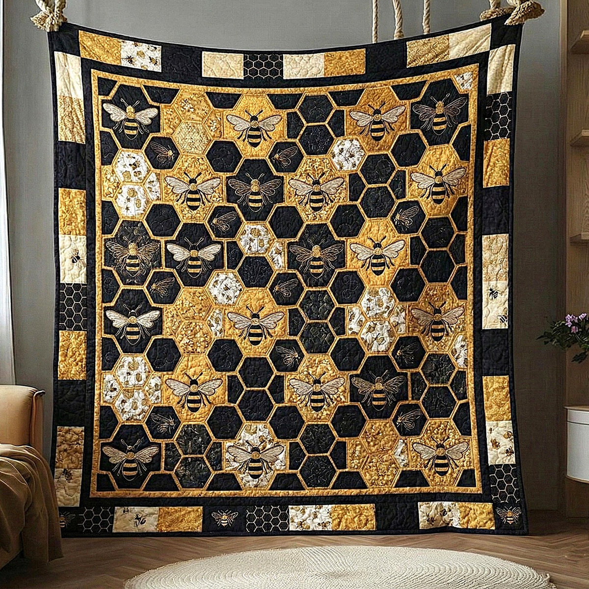 Bee Quilted Blanket printed blanket