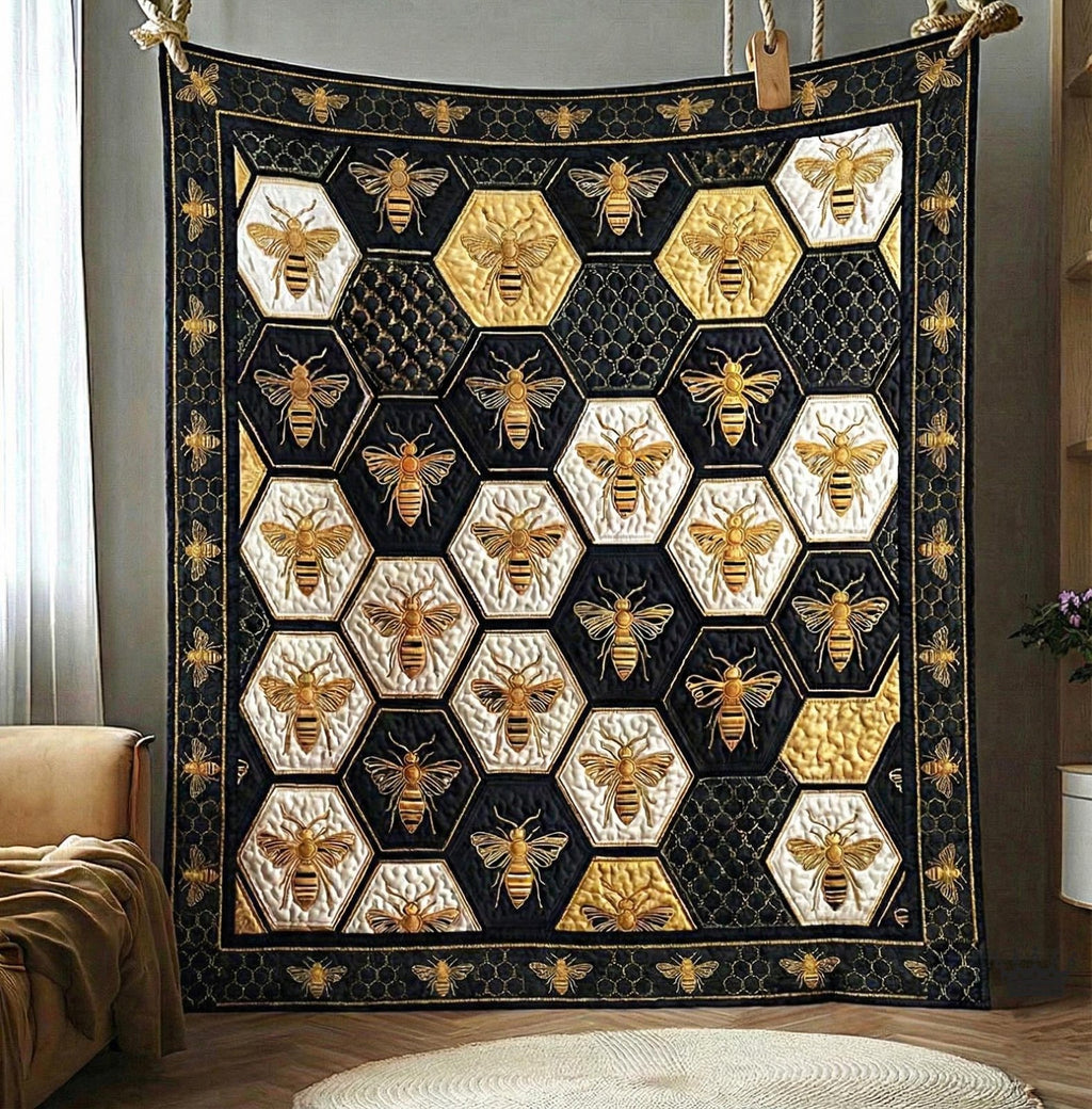 Bee Quilted Blanket printed blanket