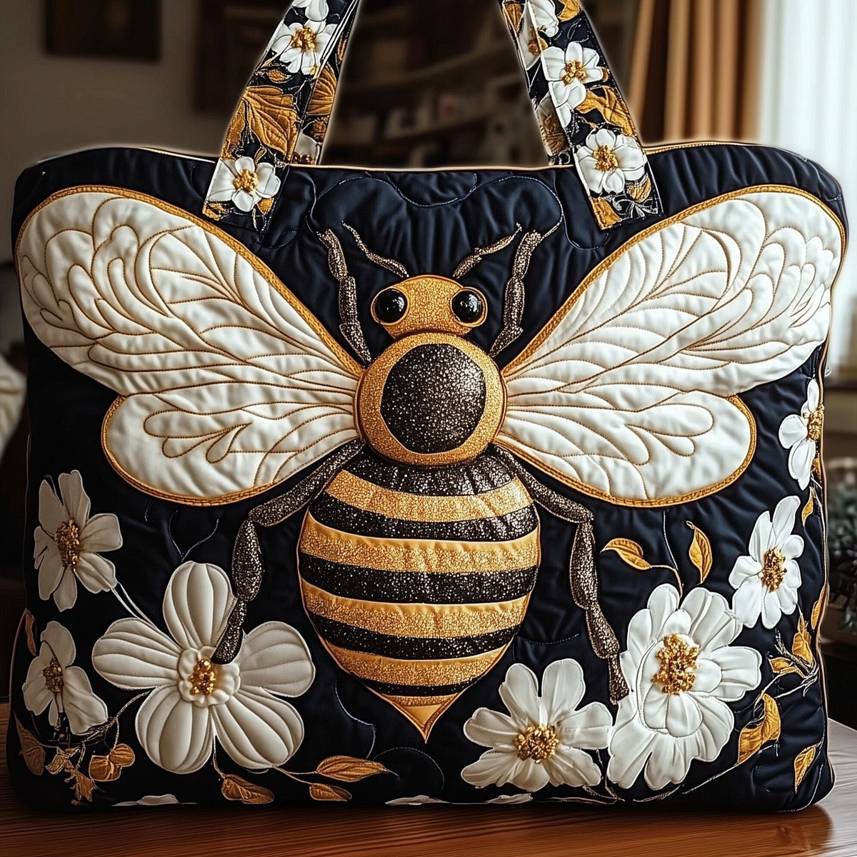 Bee Quilted Tote Bag printed tote bag