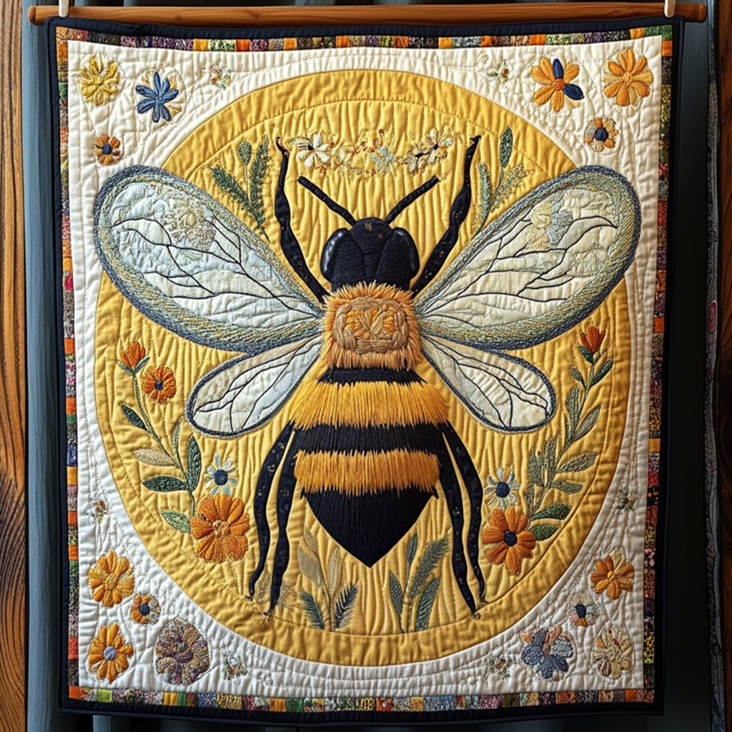 Bee's Bouquet Quilted Blanket printed blanket