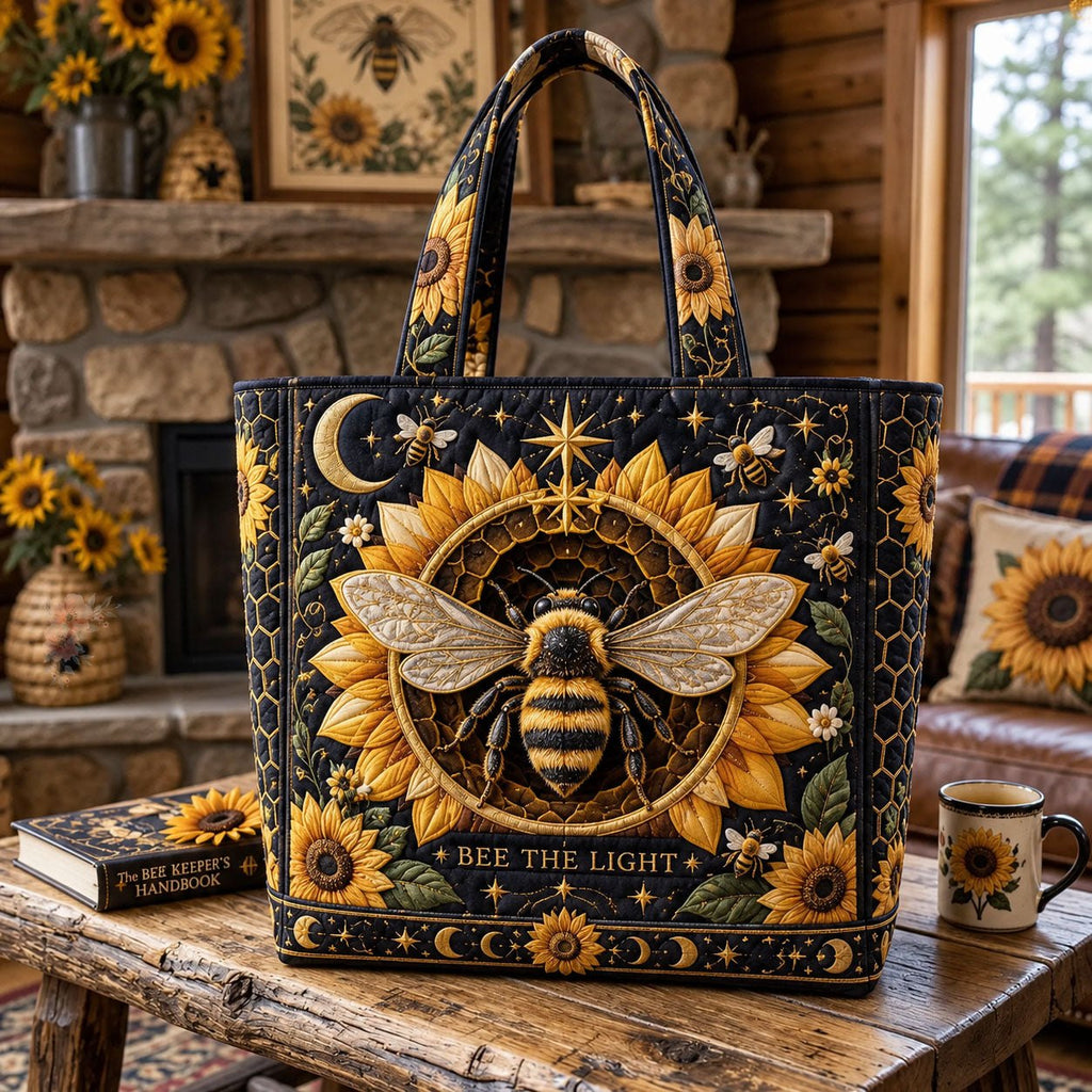 Bee The Light Quilted Tote Bag printed tote bag