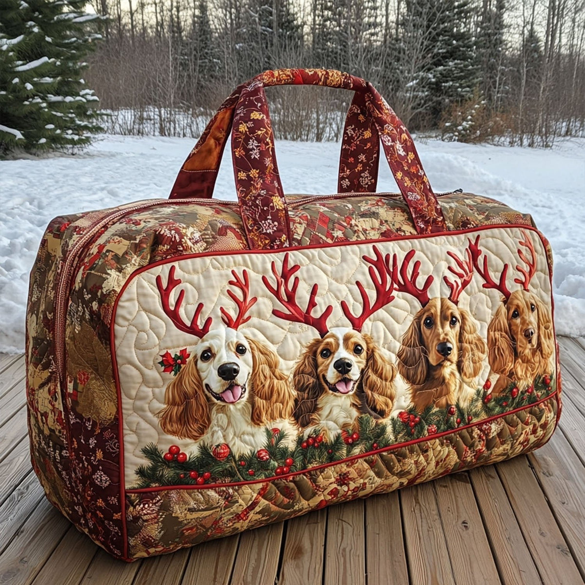 Beloved Spaniel Quilted Duffle Bag printed duffle bag