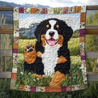 Bernese in Bloom Quilted Blanket printed blanket