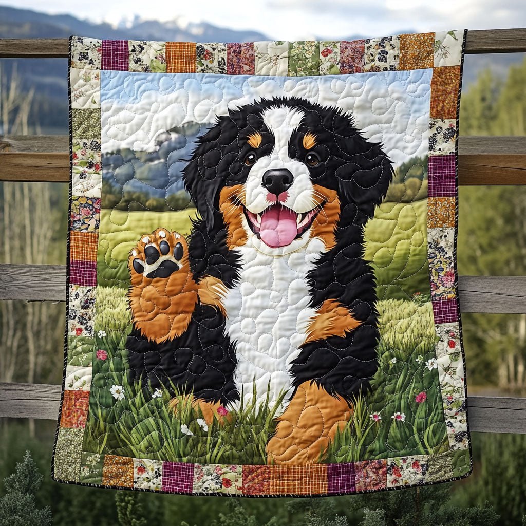 Bernese in Bloom Quilted Blanket printed blanket
