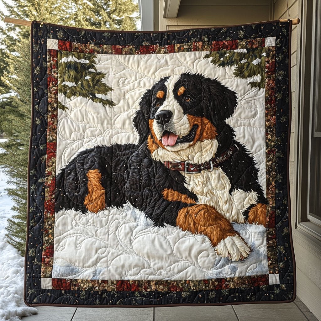 Bernese Mountain Path Quilted Blanket printed blanket