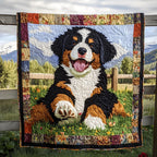 Bernese Mountain Sunrise Quilted Blanket printed blanket