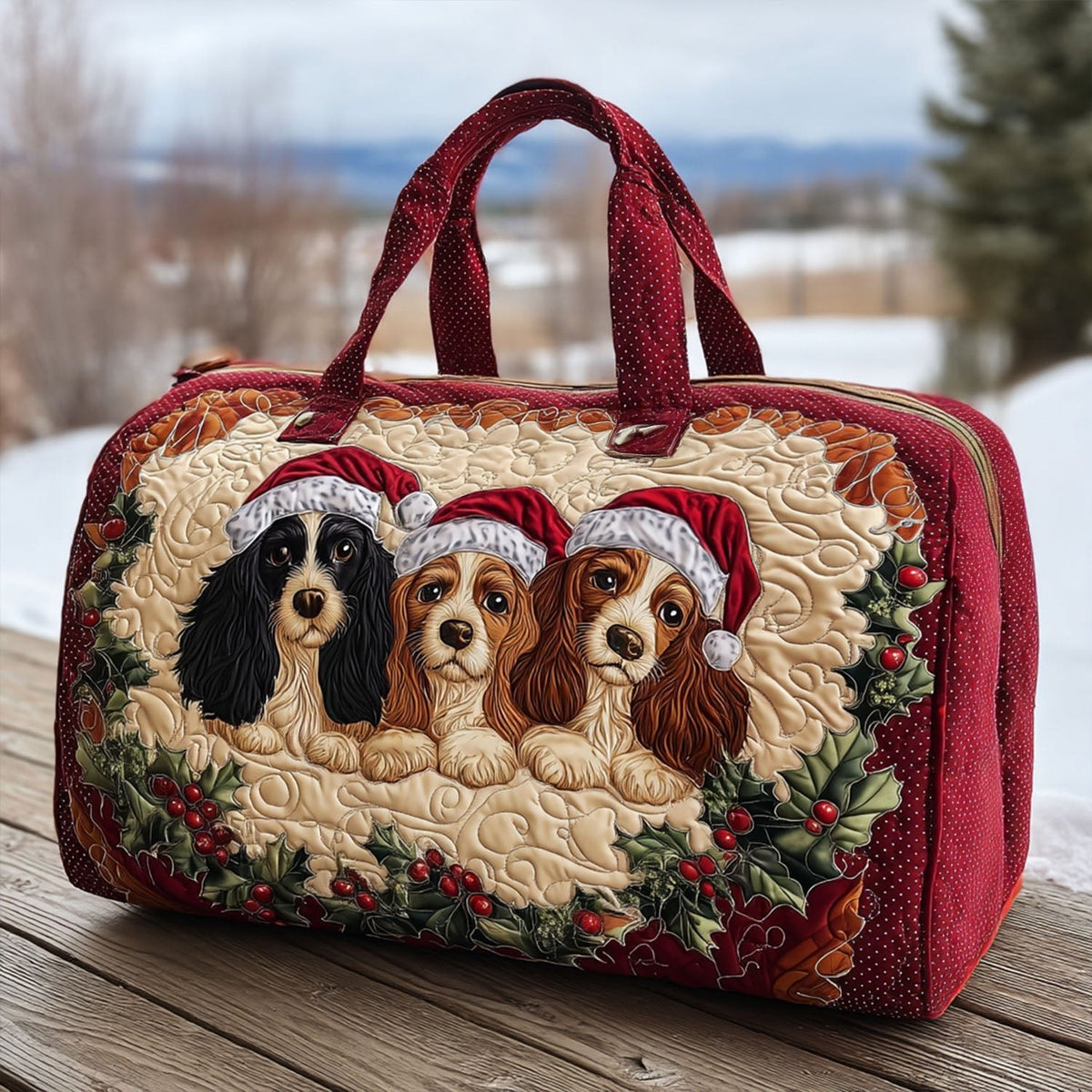 Best Friend Spaniel Quilted Duffle Bag printed duffle bag