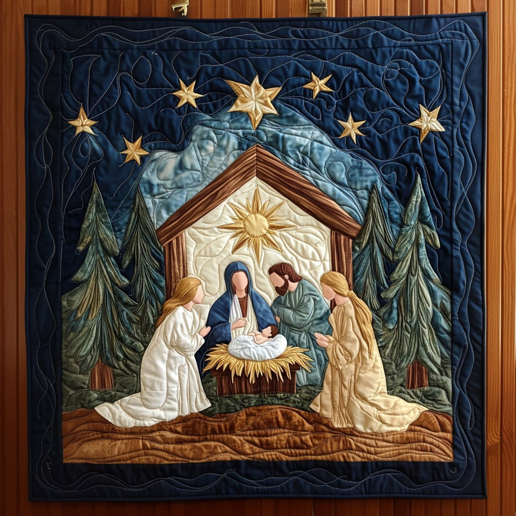Bethlehem Night Quilted Blanket printed blanket