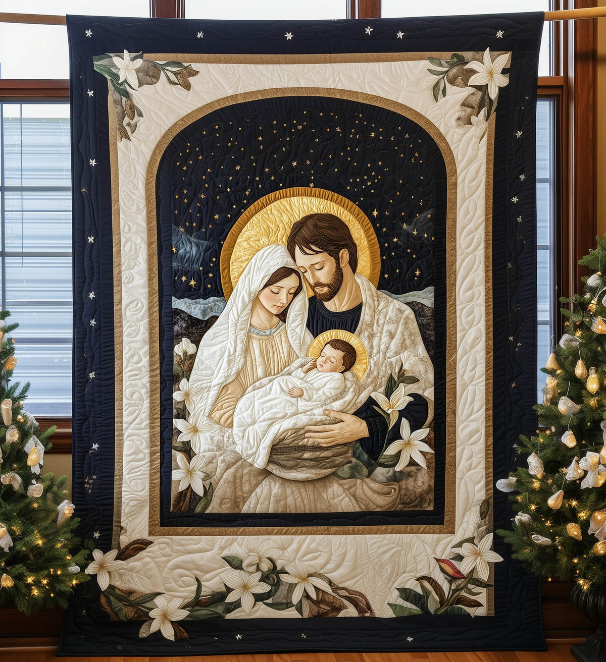 Bethlehem Night Quilted Blanket printed blanket