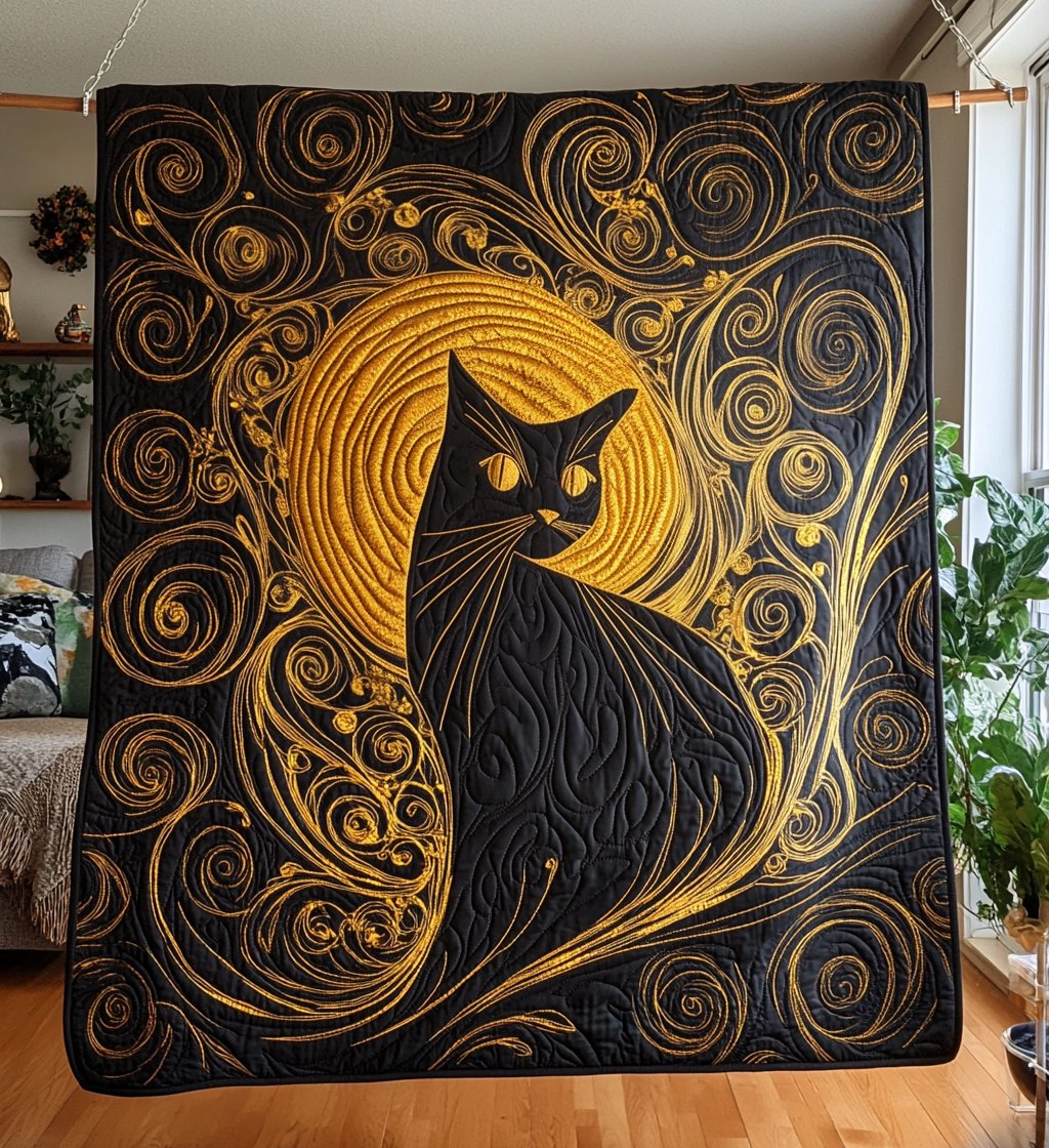 Bewitching Feline Quilted Blanket printed blanket