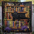 Bibliophile Cat Quilted Blanket printed blanket