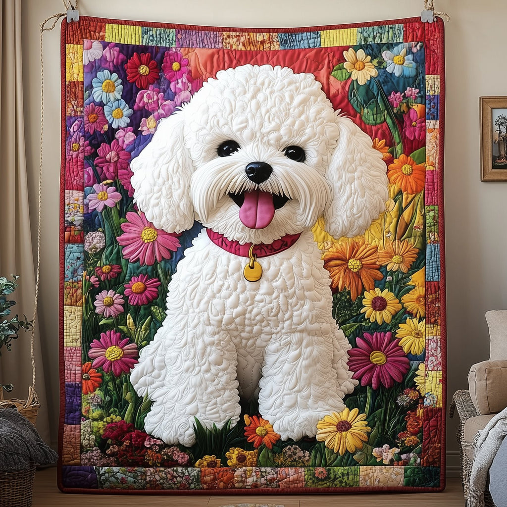 Bichon Frise Quilted Blanket printed blanket