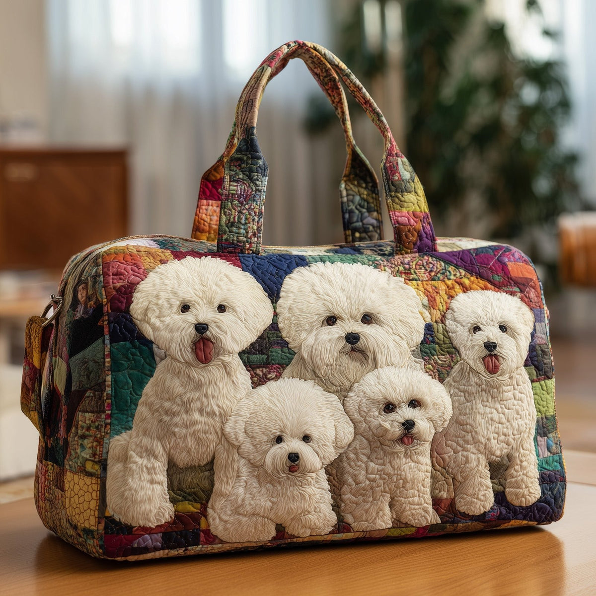 Bichon Quilted Duffle Bag printed duffle bag