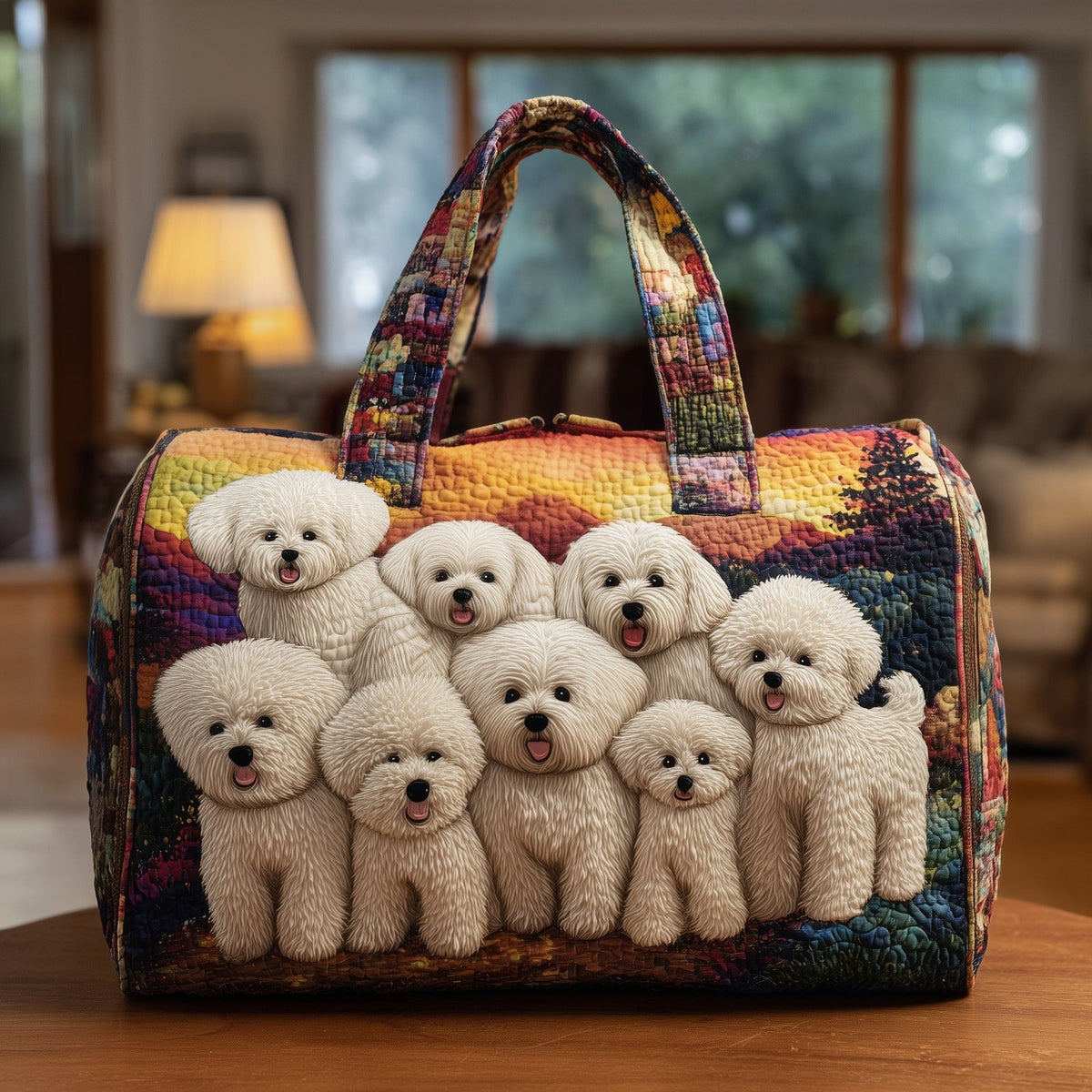 Bichon Quilted Duffle Bag printed duffle bag
