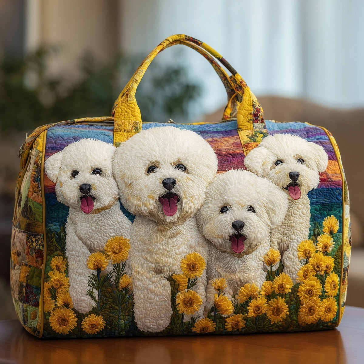 Bichon Quilted Duffle Bag printed duffle bag