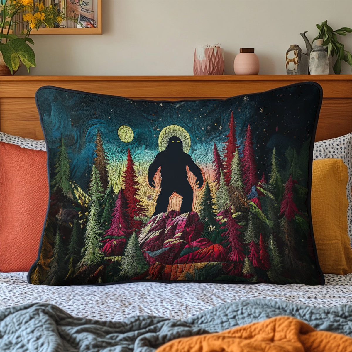 Bigfoot Legend Quilted Bedding Cushion Cover printed cushion cover