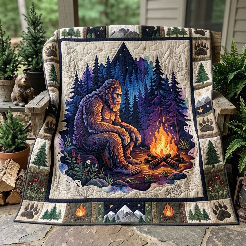 Bigfoot Sasquatch Quilted Blanket printed blanket