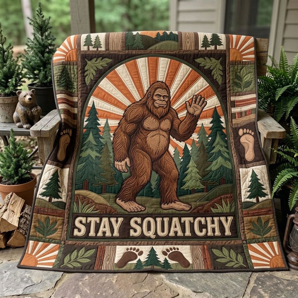 Bigfoot Sasquatch Quilted Blanket printed blanket