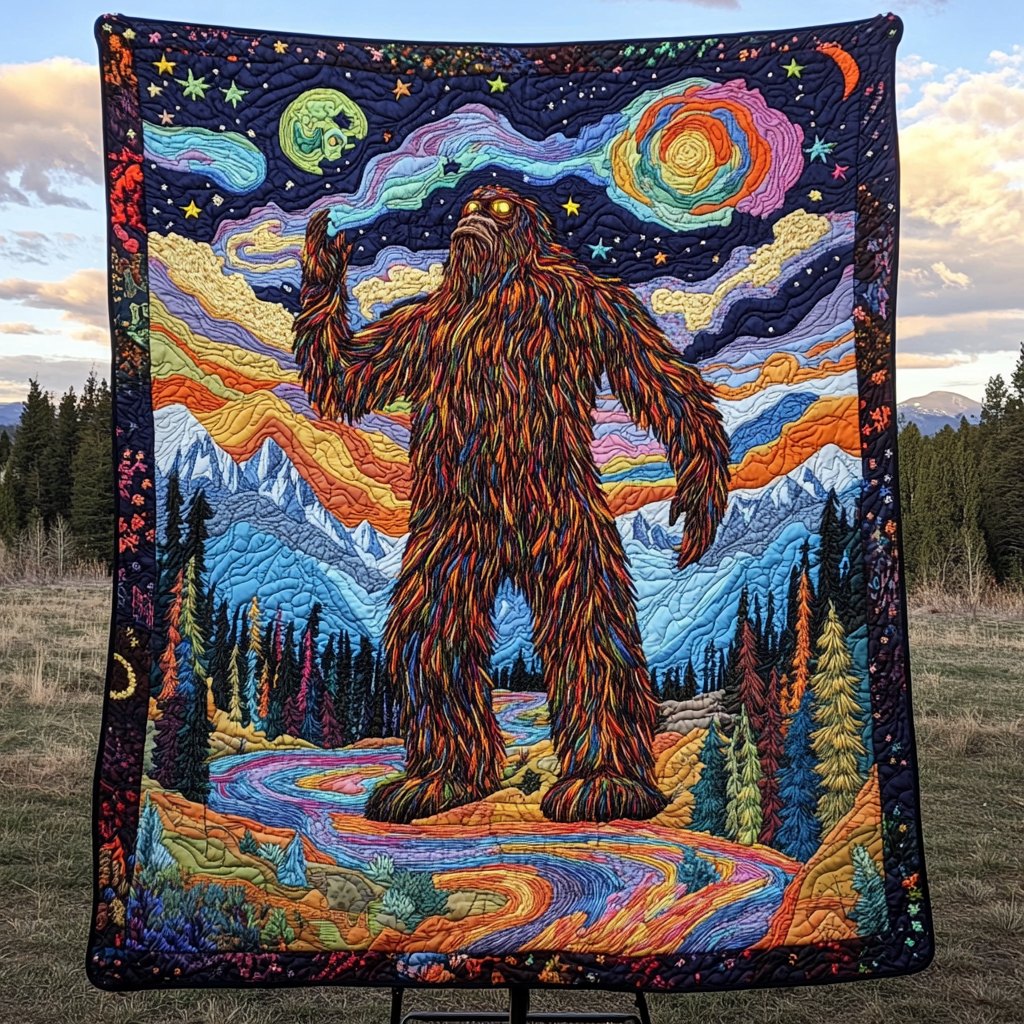 Bigfoot Trails Quilted Blanket printed blanket