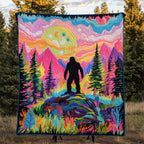 Bigfoot Wanderer Quilted Blanket printed blanket
