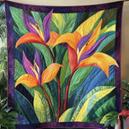 Bird Of Paradise Flower Quilted Blanket printed blanket