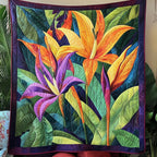 Bird Of Paradise Flower Quilted Blanket printed blanket