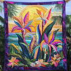 Bird Of Paradise Flower Quilted Blanket printed blanket
