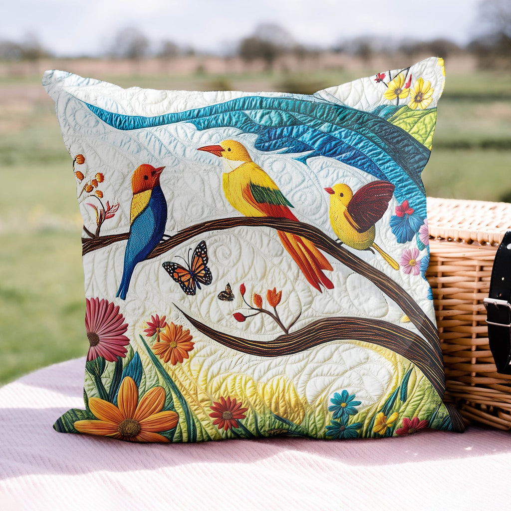 Birds Delight Quilted Cushion Cover printed cushion cover