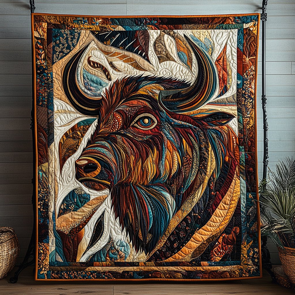 Bison Native Quilted Blanket printed blanket