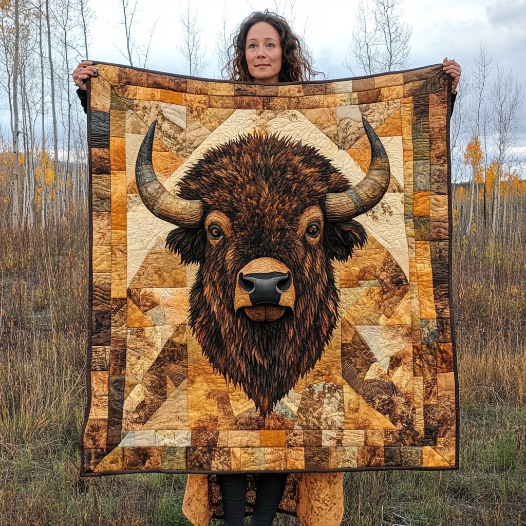 Bison Spirit Quilted Blanket printed blanket