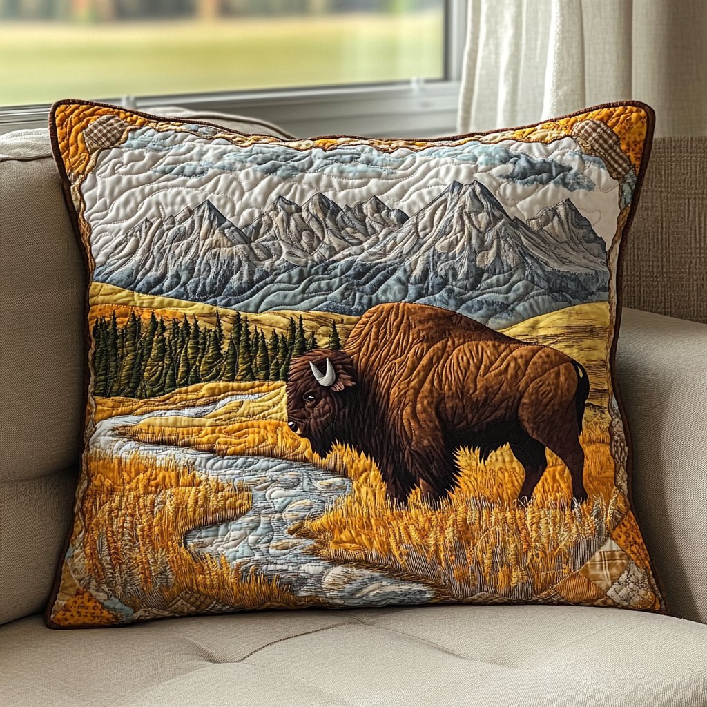 Bison Trail Quilted Bedding Cushion Cover printed cushion cover