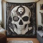 Black And White Skull Quilted Blanket printed blanket