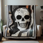 Black And White Skull Quilted Blanket printed blanket