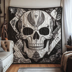 Black And White Skull Quilted Blanket printed blanket